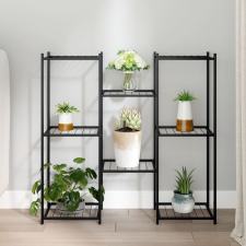 vidaXL fekete vas virágtartó állvány 83 x 25 x 80 cm kerti dekoráció