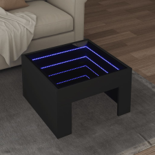 vidaXL fekete végtelen hatású LED-es dohányzóasztal 50 x 50 x 30 cm bútor