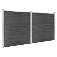 vidaXL fekete WPC kerítéspanelszett 353 x 186 cm (3070429) kerti bútor
