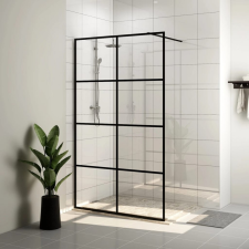 vidaXL Fekete zuhanyfal átlátszó ESG üveggel 90 x 195 cm kád, zuhanykabin