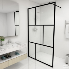 vidaXL fekete zuhanyfal edzett üveggel 115 x 195 cm kád, zuhanykabin