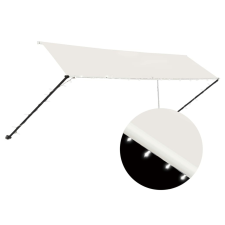 vidaXL feltekerhető krémszínű napellenző LED-del 400 x 150 cm kerti bútor