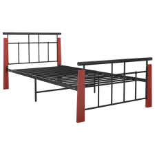 vidaXL fém és tömör tölgyfa ágykeret 100 x 200 cm (324891) ágy és ágykellék