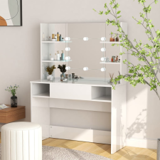 vidaXL fényes fehér LED-es MDF sminkasztal 100 x 40 x 135 cm bútor