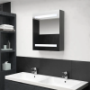 vidaXL Fényes szürke LED-es tükrös fürdőszobaszekrény 50 x 14 x 60 cm