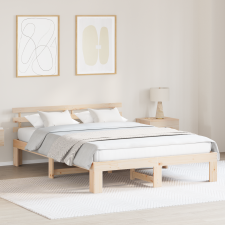vidaXL Fenyőfa ágykeret Természetes Tömör fenyőfa 140 x 200 cm ágy és ágykellék