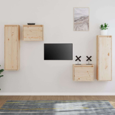 vidaXL Fenyőfa TV-Szekrény Szett - 4 db Falra Szerelhető bútor