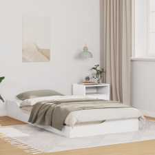 vidaXL Földi ágykeret Fehér 90 x 190 cm Tömör fenyőfa ágy és ágykellék