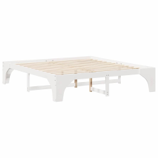 vidaXL Földi ágykeret tárolóval Fehér 180 x 200 cm Tömör fenyőfa (872978) ágy és ágykellék