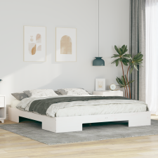 vidaXL Földi ágykeret tárolóval Fehér 200 x 200 cm Tömör fenyőfa ágy és ágykellék