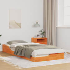 vidaXL Földi ágykeret Viaszbarna 90 x 220 cm Tömör fenyőfa ágy és ágykellék