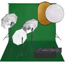vidaXL Fotóstúdiószett lámpákkal, háttérrel és reflektorral stúdió lámpa