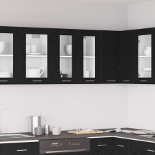 vidaXL Függő Üveg Szekrény Fekete Tölgyben - 60x31x60 cm bútor