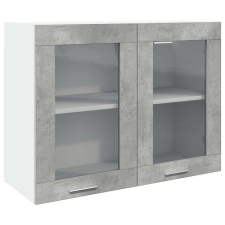 vidaXL függő üvegszekrény betonszürke 80x31x60 cm (856118) bútor