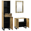 vidaXL Fürdőszoba bútor szett fiókkal polcokkal tárolóval ajtóval tükörrel 3 pcs Barna Magas (3310043)