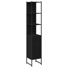 vidaXL Fürdőszoba Szekrény Fekete Tölgy 33x33x185,5 cm Műanyag (862240) fürdőszoba bútor