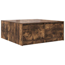 vidaXL füstölt tölgy dohányzóasztal fiókokkal 100x100x40 cm (3328403) bútor