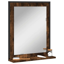 vidaXL füstölt tölgy szerelt fa fürdőszobai tükör polccal 50x12x60 cm fürdőszoba bútor