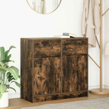 vidaXL füstölt tölgy szerelt fa tálalószekrény fiókos 80x34x76 cm bútor