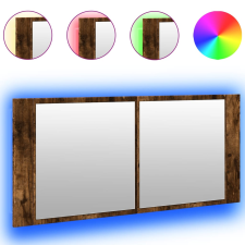 vidaXL füstölt tölgyszínű LED-es tükrös fürdőszobaszekrény 100x12x45cm fürdőszoba bútor