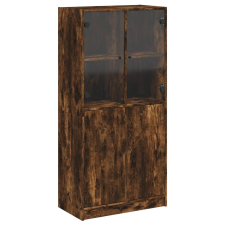 vidaXL füstölt tölgyszínű magasszekrény ajtókkal 68x37x142 cm (3295868) bútor