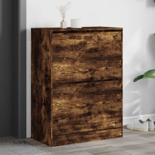 vidaXL Füstös tölgy cipőszekrény 2 kihajtható fiókkal 80x42x108 cm bútor