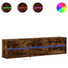 vidaXL füstös tölgy falra szerelhető TV-szekrény LED-del 180x31x45cm (3307937) bútor