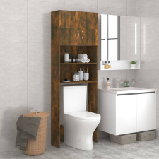 vidaXL füstös tölgy mosógépszekrény 64 x 25,5 x 190 cm fürdőszoba bútor