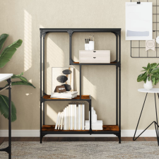 vidaXL füstös tölgy szerelt fa és acél könyvespolc 81x36x115 cm bútor