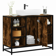 vidaXL füstös tölgy szerelt fa fürdőszobai mosdószekrény 80x33x60 cm fürdőszoba bútor