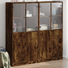 vidaXL füstös tölgy szerelt fa könyvespolc ajtókkal 136x37x142 cm bútor