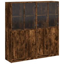 vidaXL füstös tölgy szerelt fa könyvespolc ajtókkal 136x37x142 cm (3206528) bútor
