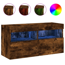 vidaXL füstös tölgy színű fali TV-szekrény LED-ekkel 80x30x40 cm (837205) bútor