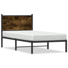 vidaXL füstös tölgy színű fém ágykeret fejtámlával 90 x 200 cm ágy és ágykellék