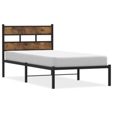 vidaXL füstös tölgy színű fém ágykeret matrac nélkül 100 x 200 cm (4017048) ágy és ágykellék