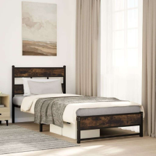 vidaXL füstös tölgy színű fém ágykeret matrac nélkül 107 x 203 cm ágy és ágykellék