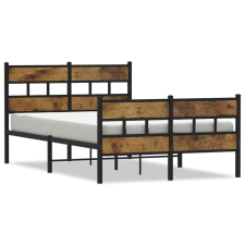 vidaXL füstös tölgy színű fém ágykeret matrac nélkül 120 x 200 cm (4017069) ágy és ágykellék