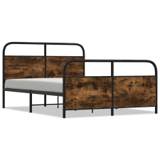 vidaXL füstös tölgy színű fém ágykeret matrac nélkül 137 x 190 cm (3318634) ágy és ágykellék