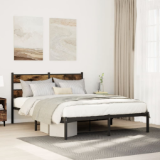 vidaXL füstös tölgy színű fém ágykeret matrac nélkül 140 x 190 cm ágy és ágykellék