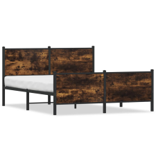 vidaXL füstös tölgy színű fém ágykeret matrac nélkül 140 x 200 cm ágy és ágykellék