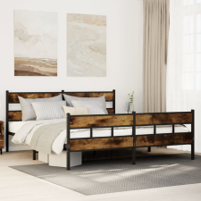 vidaXL füstös tölgy színű fém ágykeret matrac nélkül 183 x 213 cm ágy és ágykellék