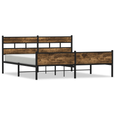 vidaXL füstös tölgy színű fém ágykeret matrac nélkül 183 x 213 cm (3308492) ágy és ágykellék