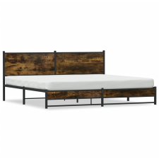 vidaXL füstös tölgy színű fém ágykeret matrac nélkül 193 x 203 cm ágy és ágykellék