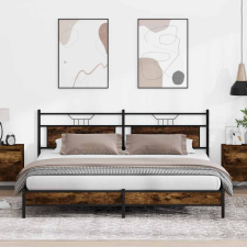 vidaXL füstös tölgy színű fém ágykeret matrac nélkül 193 x 203 cm ágy és ágykellék