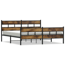 vidaXL füstös tölgy színű fém ágykeret matrac nélkül 193 x 203 cm (3308468) ágy és ágykellék