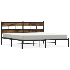vidaXL füstös tölgy színű fém ágykeret matrac nélkül 200 x 200 cm (4017060) ágy és ágykellék