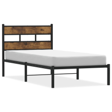 vidaXL füstös tölgy színű fém ágykeret matrac nélkül 75 x 190 cm (4017043) ágy és ágykellék