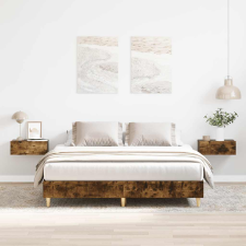 vidaXL füstös tölgy színű szerelt fa ágykeret matrac nélkül 140x200 cm ágy és ágykellék