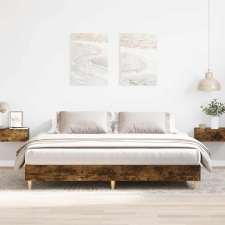 vidaXL füstös tölgy színű szerelt fa ágykeret matrac nélkül 180x200 cm ágy és ágykellék