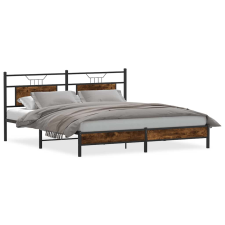 vidaXL füstös tölgy színű szerelt fa ágykeret matrac nélkül 183x213 cm (4106895) ágy és ágykellék